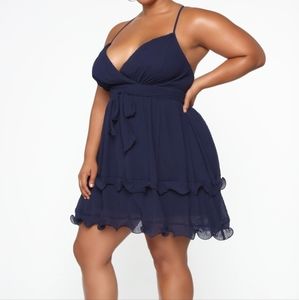 New, navy blue, Fashion Nova T strap dress. XL